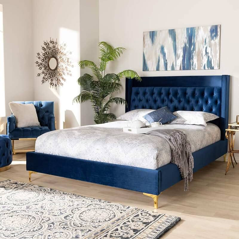 Blue Modern Bed Upholstery Dubai