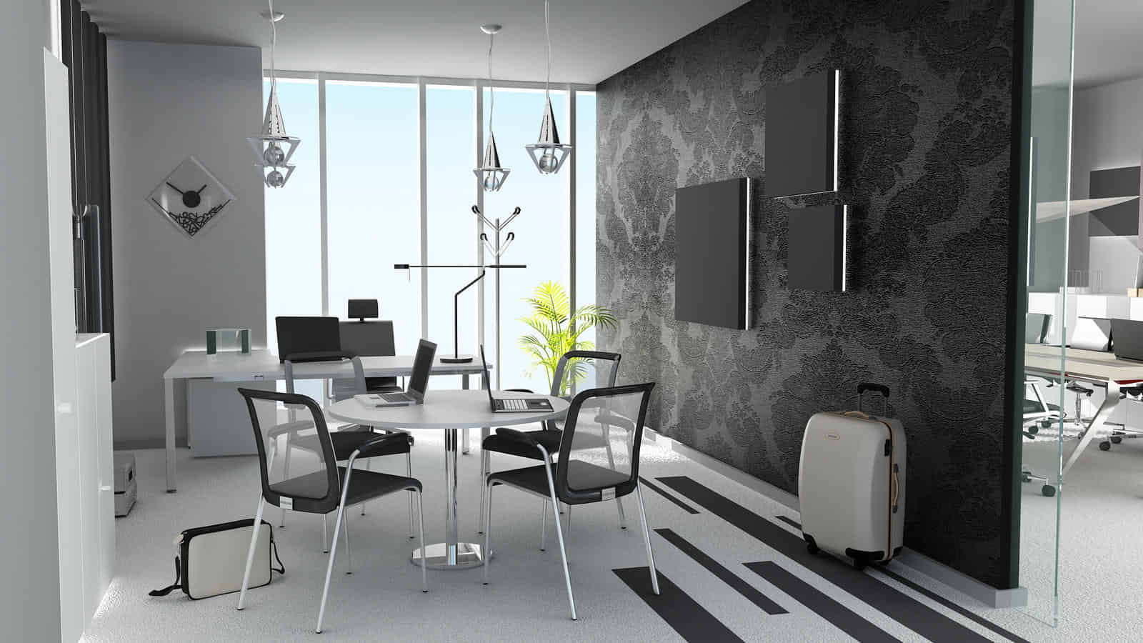 White and Grey Office Renovation UAE