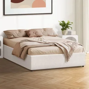 White Seraphine Boucle Gas Lift Bed